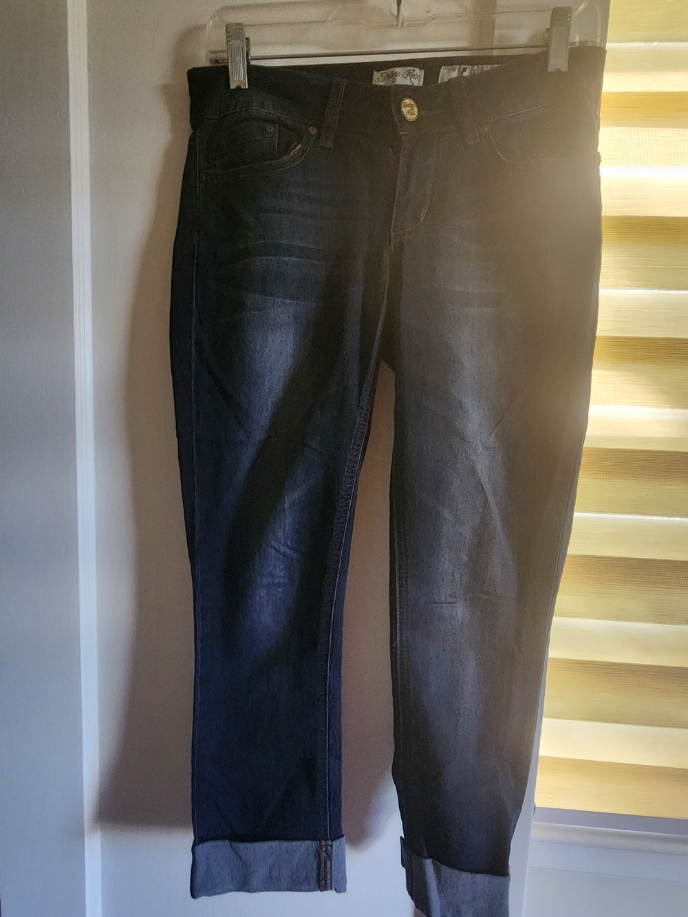 Indigo Rein Dark Blue Cropped Ankle Jeans